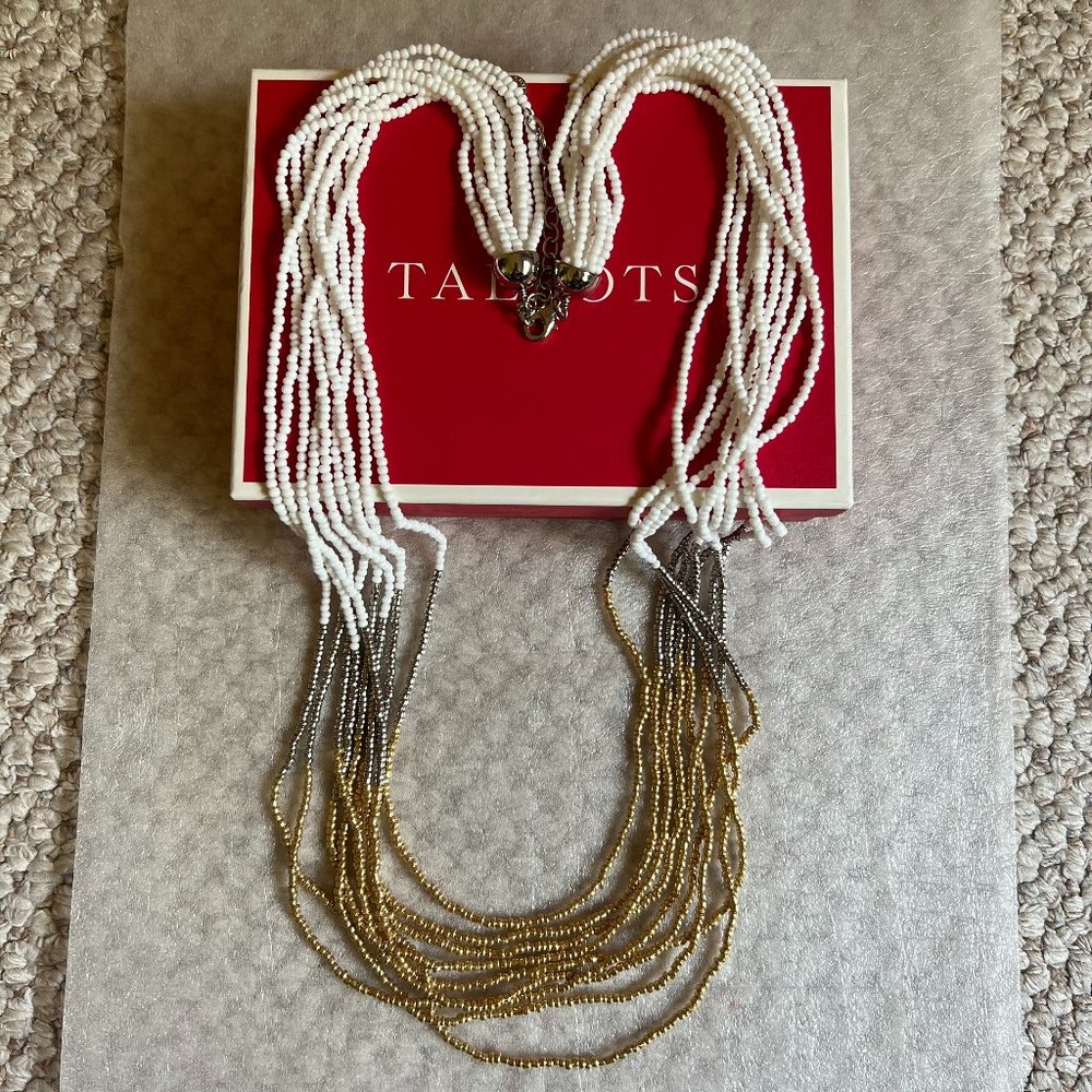 TALBOTS - Long Tri-Color Multi-Strand Beaded Necklace - Excellent Condition - Picture 7 of 8